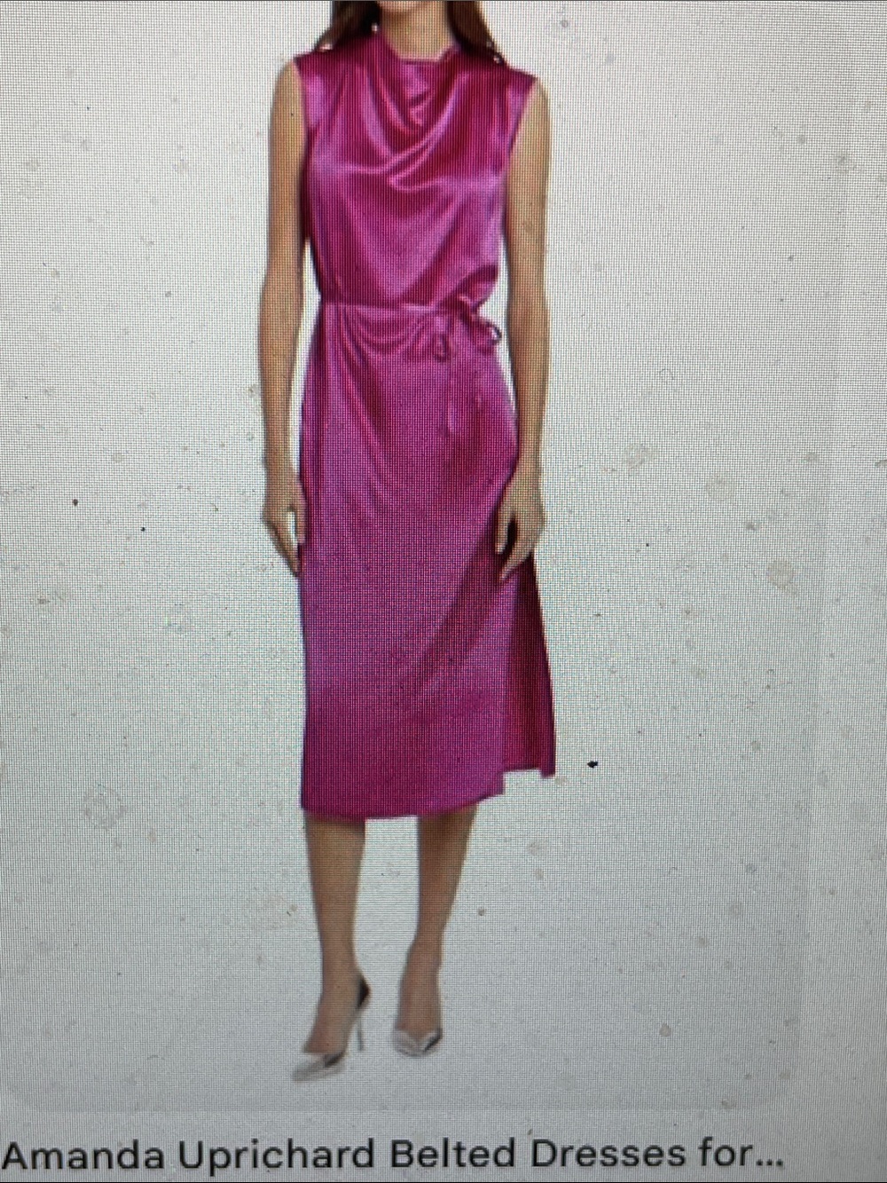 Amanda Uprichard raspberry sleevesless cowl neck Belted Midi Dress